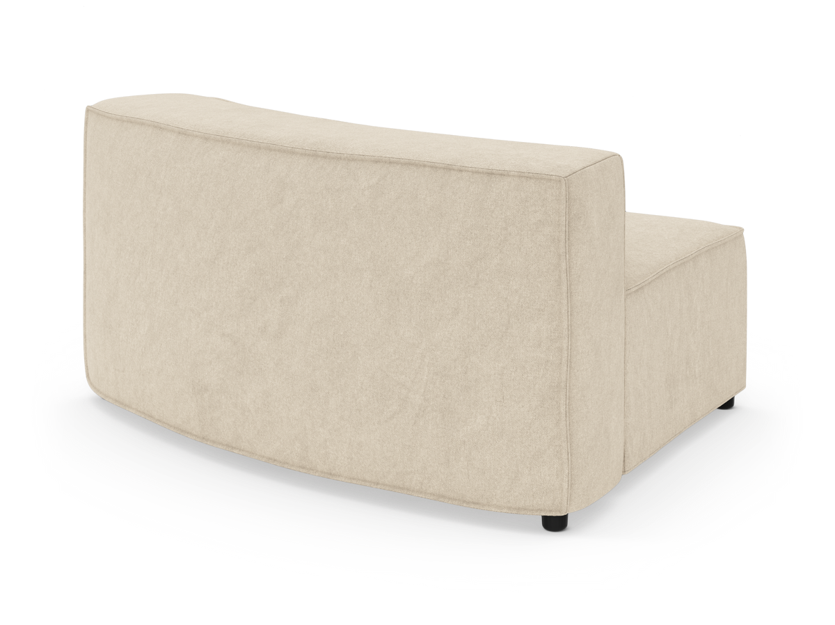 Beige modulsofa med buet ryg, set bagfra i studieopstilling.
