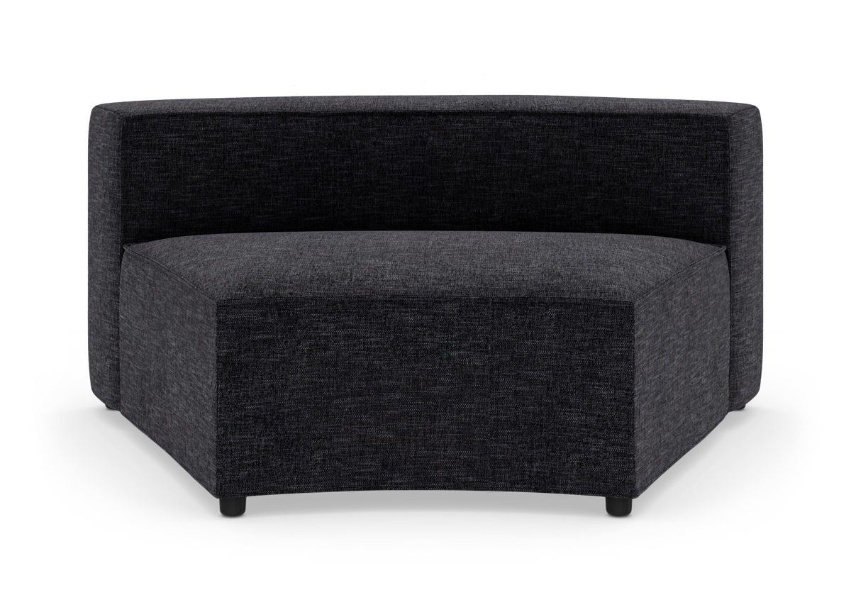 Mørkegrå modul-hjørnedel til sofa, fritstående med rundet sæde.