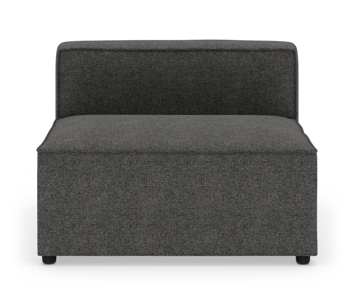 Mørkegrå modulsofa uden armlæn set forfra, fritstående på hvid baggrund.
