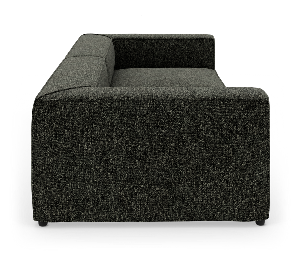 Mørkegrå modulsofa set fra siden, fritlagt på hvid baggrund.