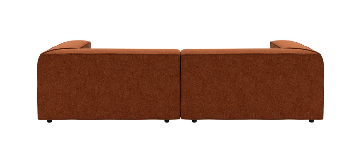 Modulsofa i terrakotta set bagfra som fritliggende packshot.