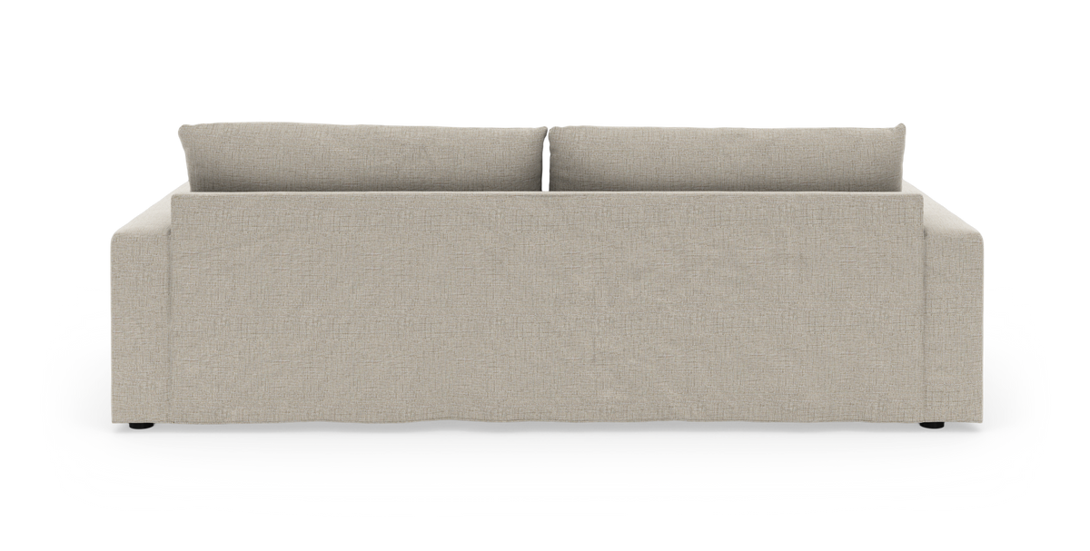 Beige sofa set bagfra med to ryghynder på hvid studiobaggrund.