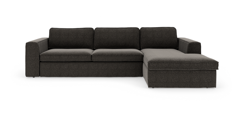 Mørkegrå hjørnesofa med chaiselong på højre side_ps