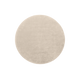 Beige rundt tæppe med subtil meleret, tekstureret overflade.