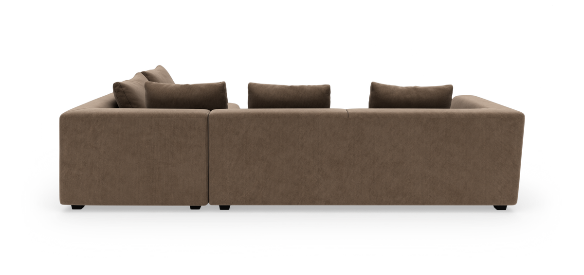 Brun modulsofa set bagfra på hvid baggrund.