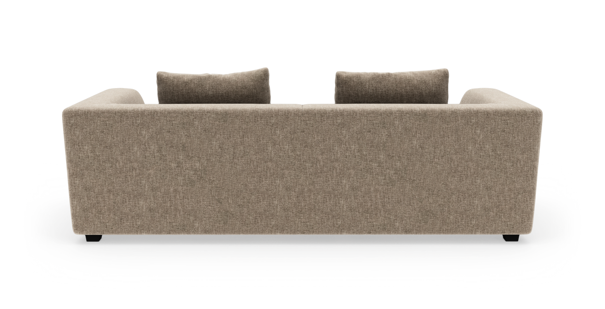 Beige sofa set bagfra mod hvid studiobaggrund.