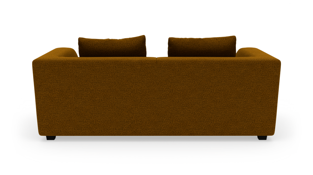 Brun sofa set bagfra på hvid baggrund med to ryghynder.