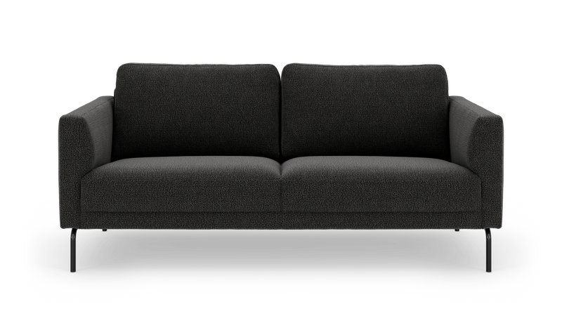 Mørkegrå sofa på hvid baggrund, frontview._ps
