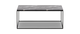 Rektangulært sofabord med sort metalstel og mørkegrå marmorplade med hvide årer.