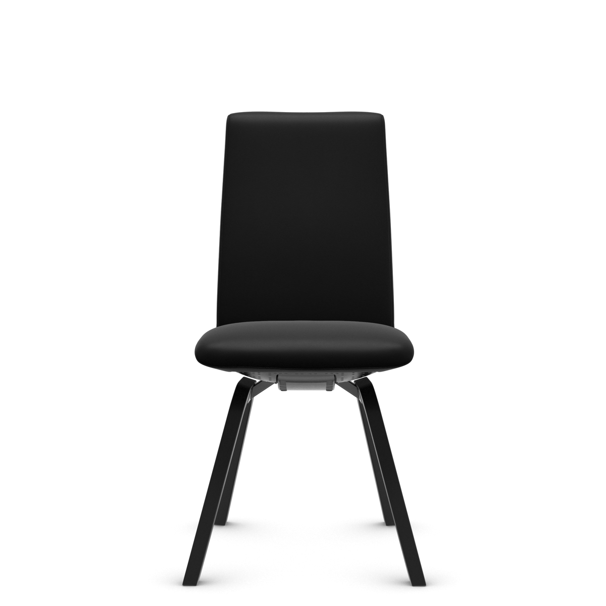 Sort moderne stol set forfra på neutral baggrund.