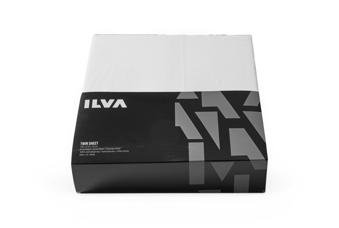 ILVA Twin Sheet kuvertlagen 160 x 210 x 10 cm i bomuldsjersey, hvid.