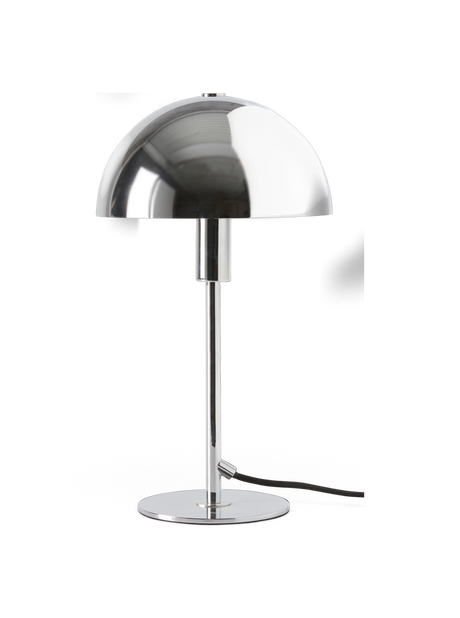 Blank kromlignende, afrundet metalform på sort baggrund.