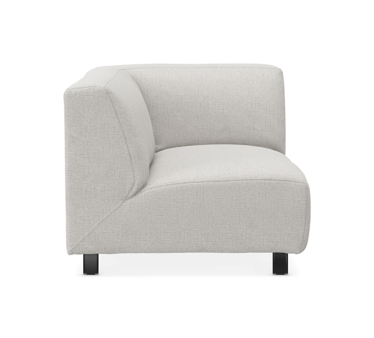 Lysegrå modulsofa, hjørnemodul, frilagt på hvid baggrund.