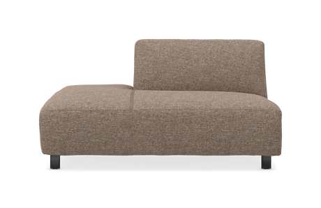 Beige modulsofa uden armlæn med ryglæn, frilagt på hvid baggrund.