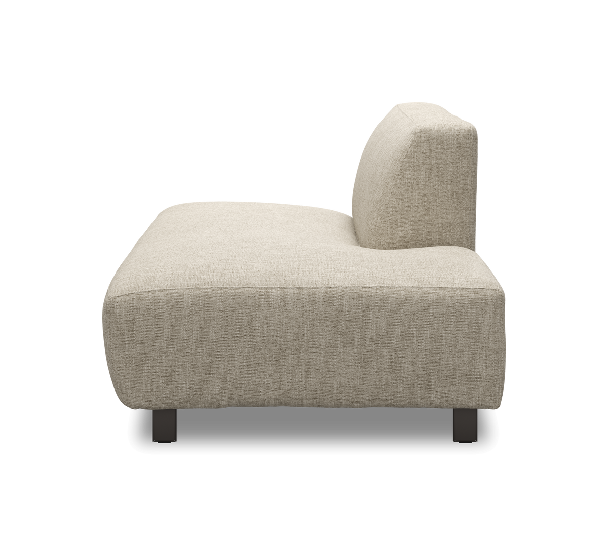 Beige modulsofa/lounge-modul i sideprofil på hvid baggrund.