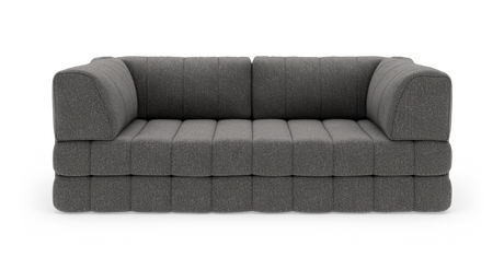 Mørkegrå, moderne 3‑personers modulsofa frilagt på hvid baggrund.
