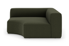 Modulsofa i mørkegrønt stof, frilagt produktbillede.