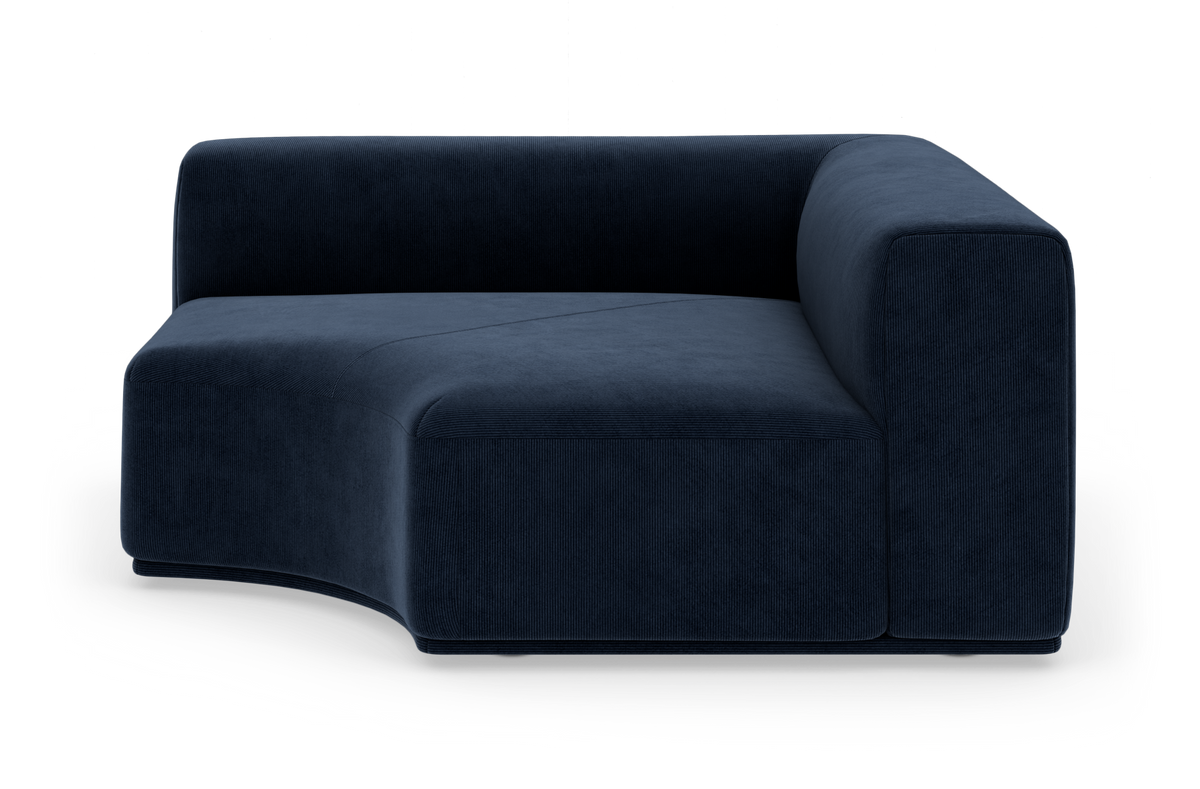 Mørkeblåt modulsofa-hjørnemodul på hvid baggrund.