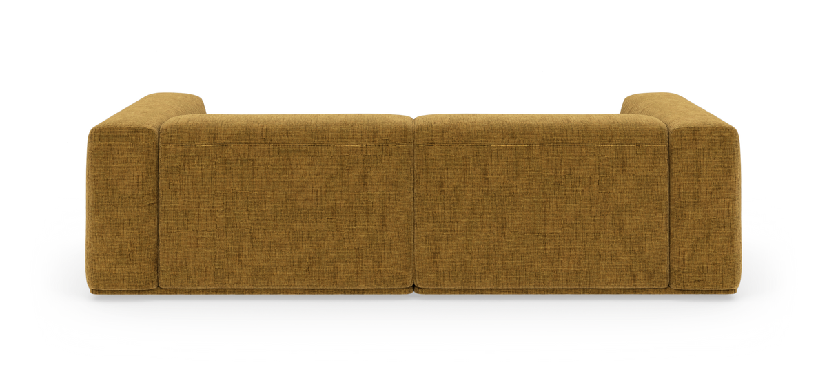 Gulbrun modulsofa set bagfra, isoleret på hvid baggrund.